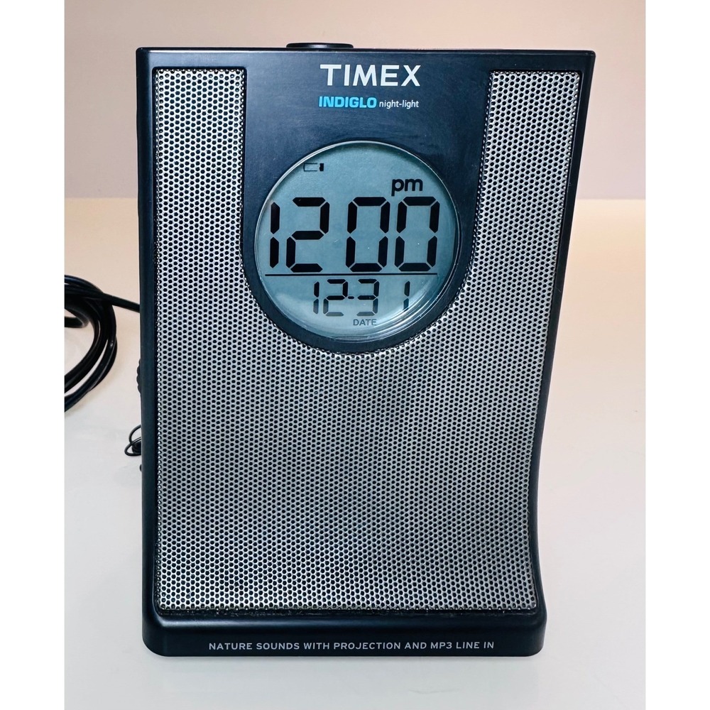 Timex Indiglo T621T Nature Sounds Alarm Clock Radio Time Projection MP3 Black